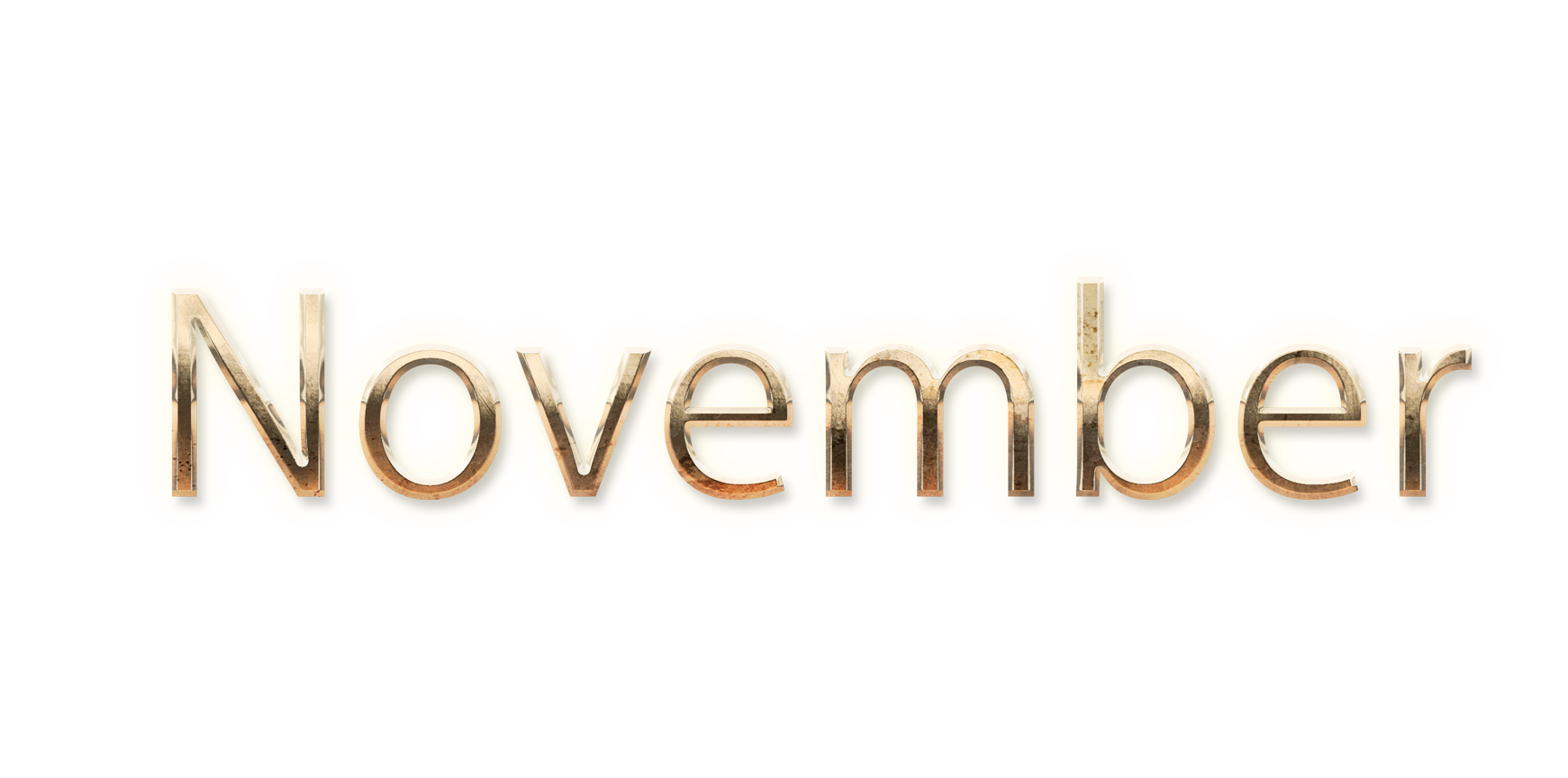 NOVEMBER month name word NOVEMBER gold text typography PNG images free